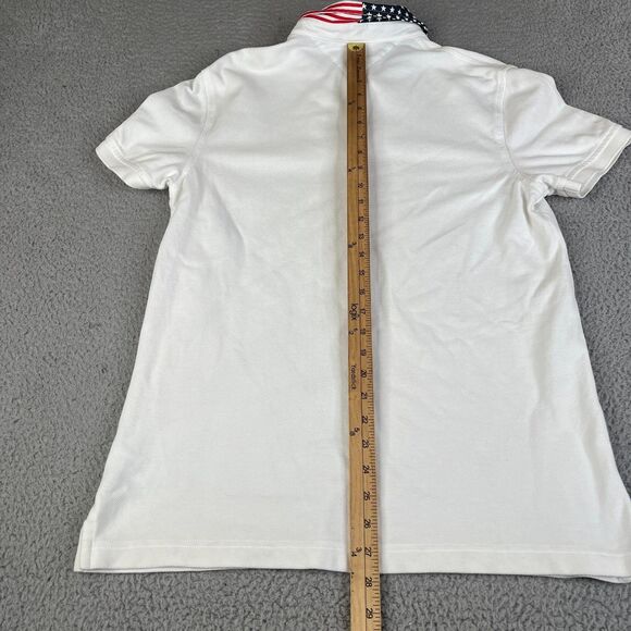 Tommy Hilfiger Polo Shirt Mens M Red White Blue Star Stripes Custom Fit USA Flag - Picture 7 of 11
